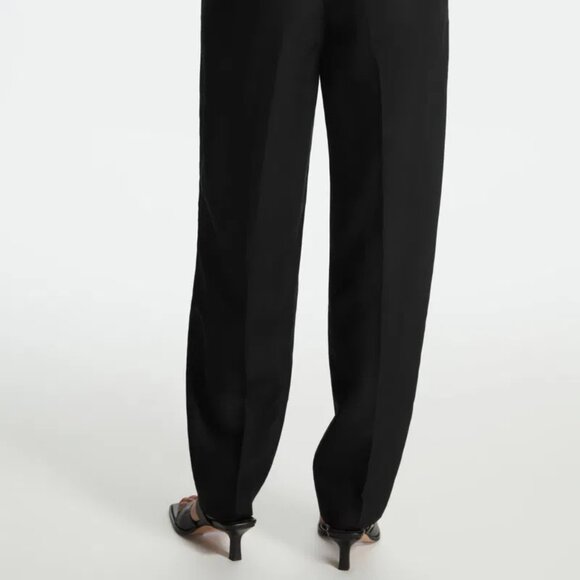 NWT COS Belted High-waisted Linen-blend Pants In Black (sz8) - Picture 6 of 6